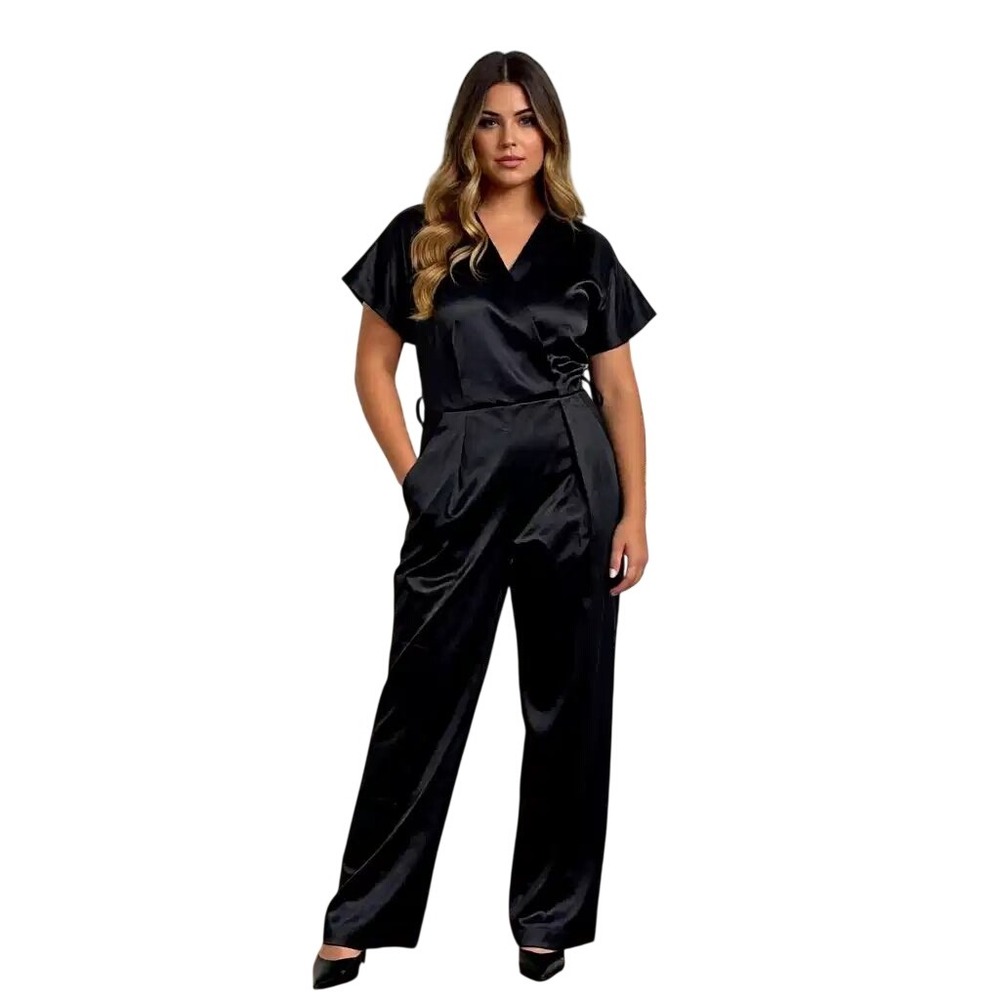 Closet London Black Velvet Straight Leg Jumpsuit Gold Back Zip US 2 NEW